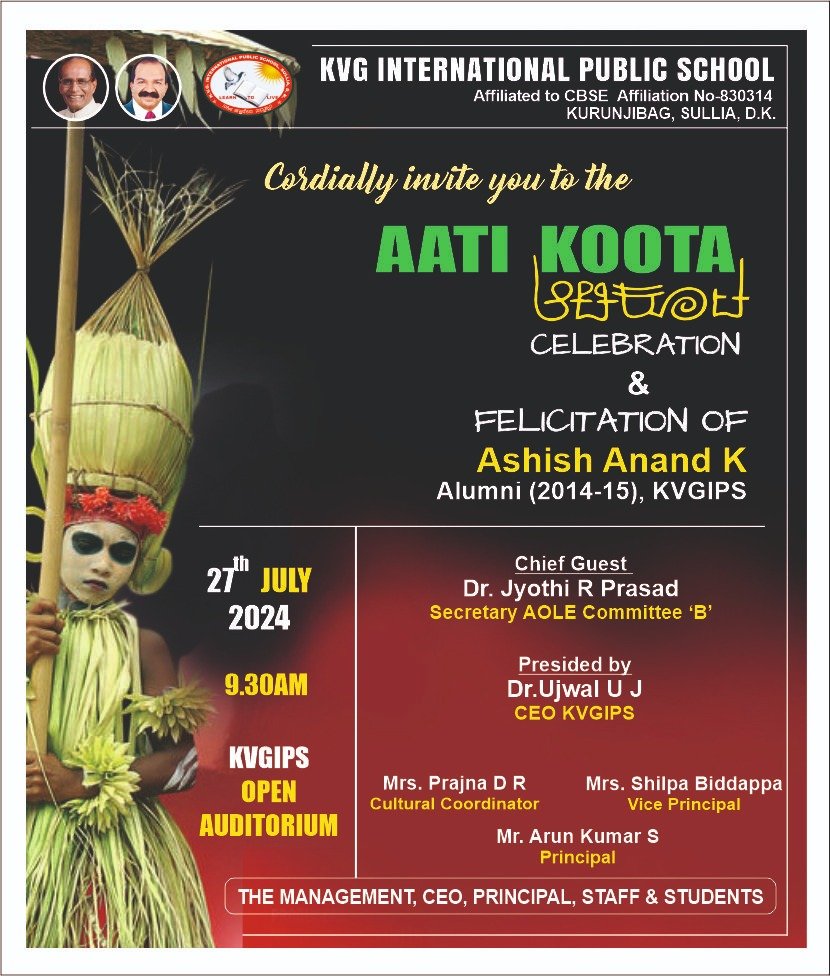 KVG International Public School Celebrates Aati Koota and Felicitates Alumnus Ashish Anand K