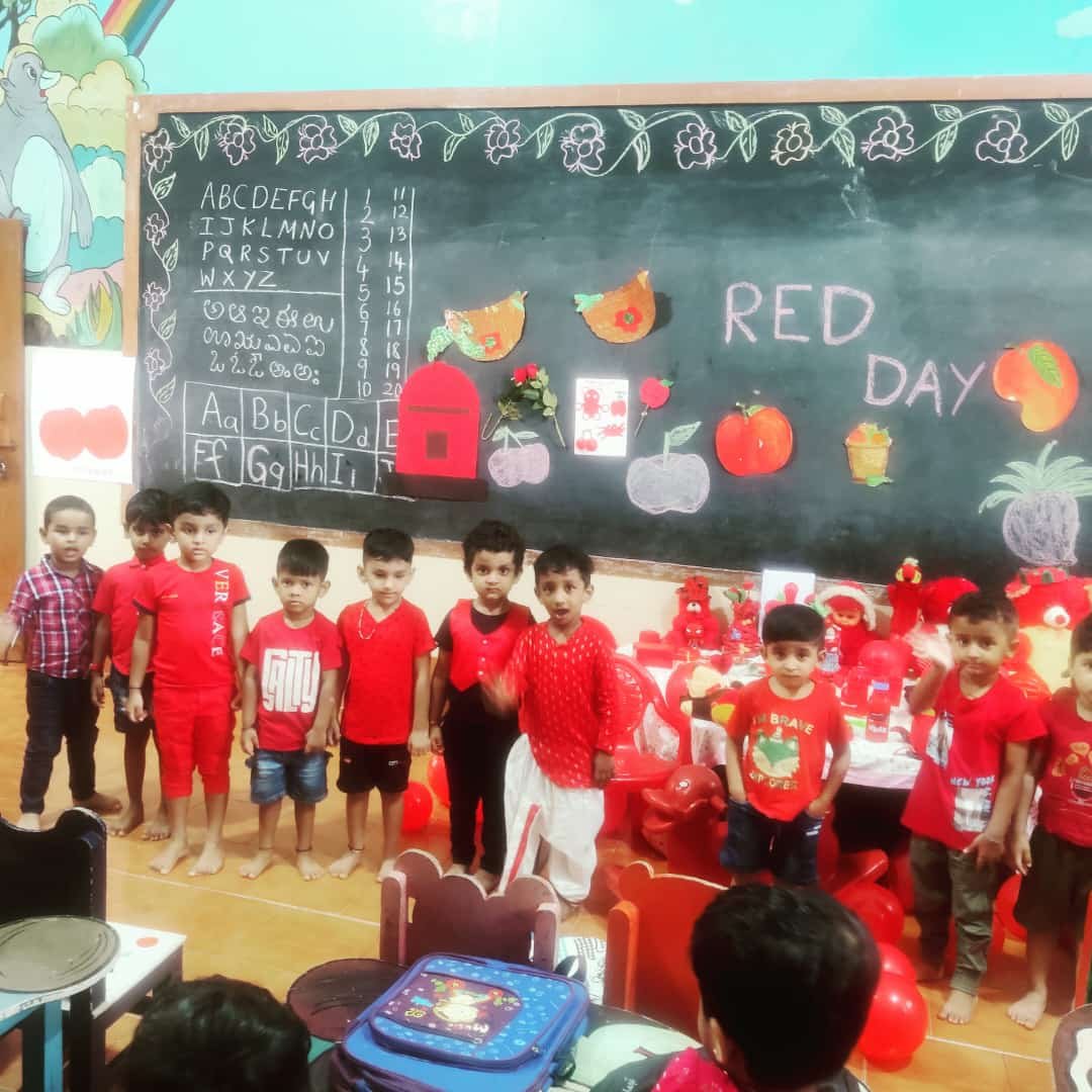 The Red Color Day was celebrated at K.V.G. International Public School for Pre-KG students